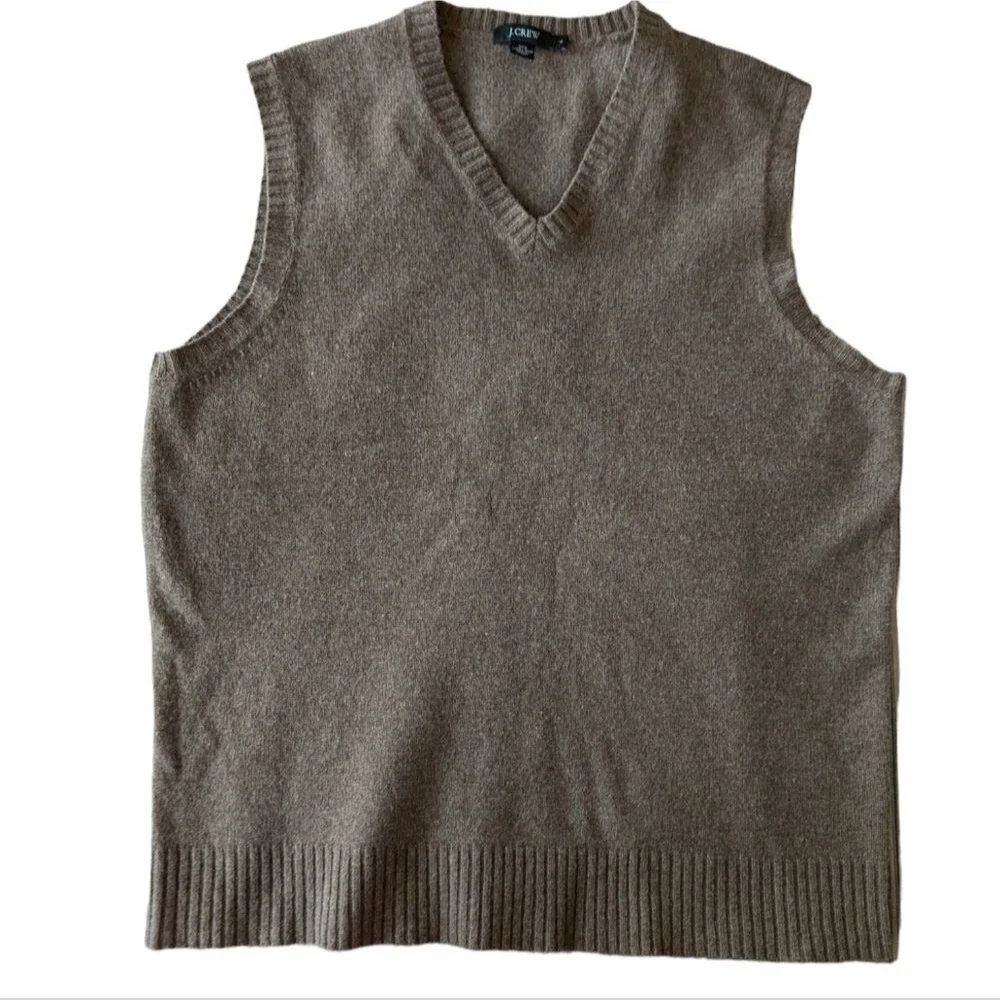 J. Crew 100% lambs wool sweater vest brown sz L